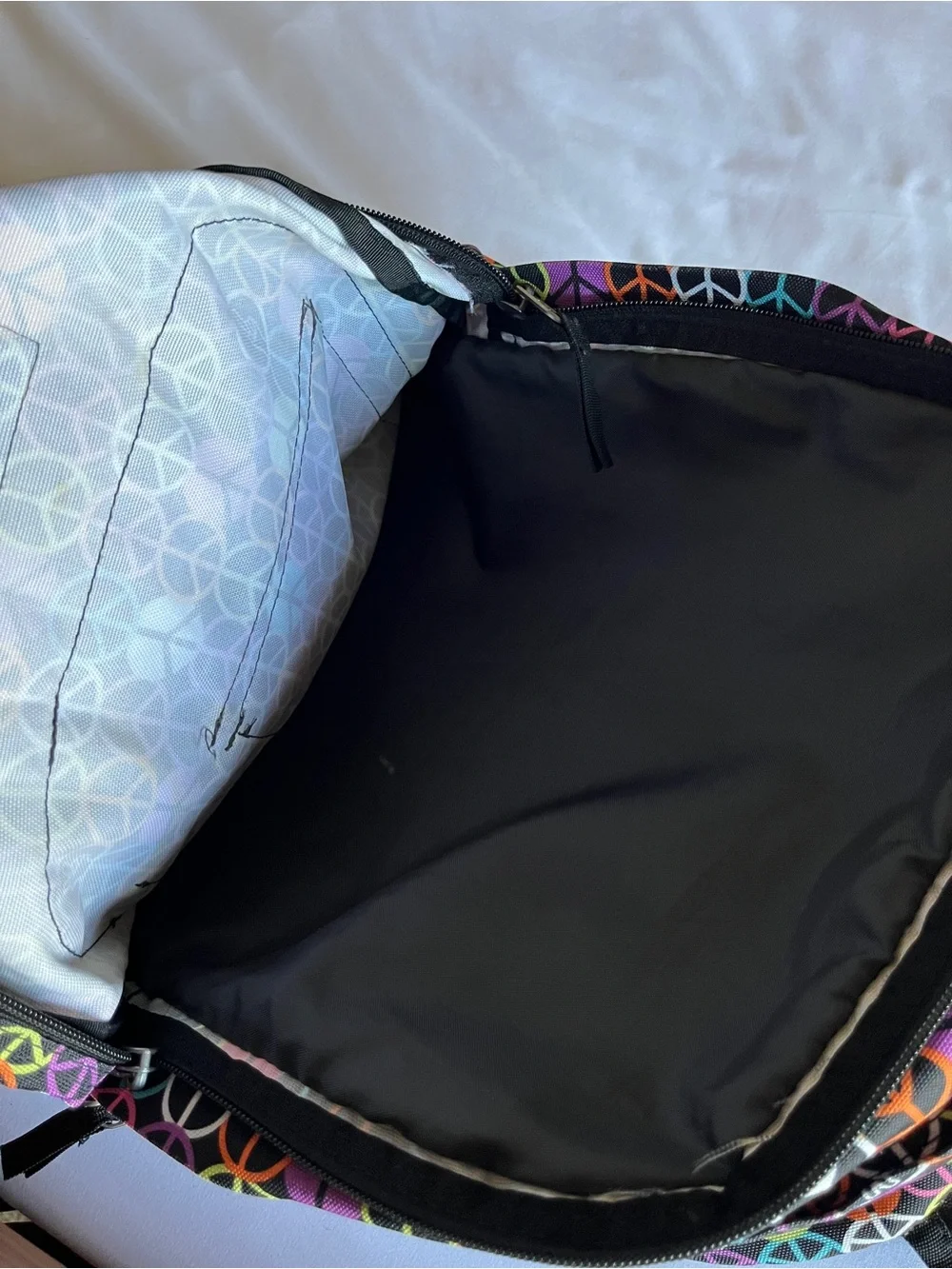 Trans by JanSport Multi-Color Peace Sign Backpack School Bag Organizer OS